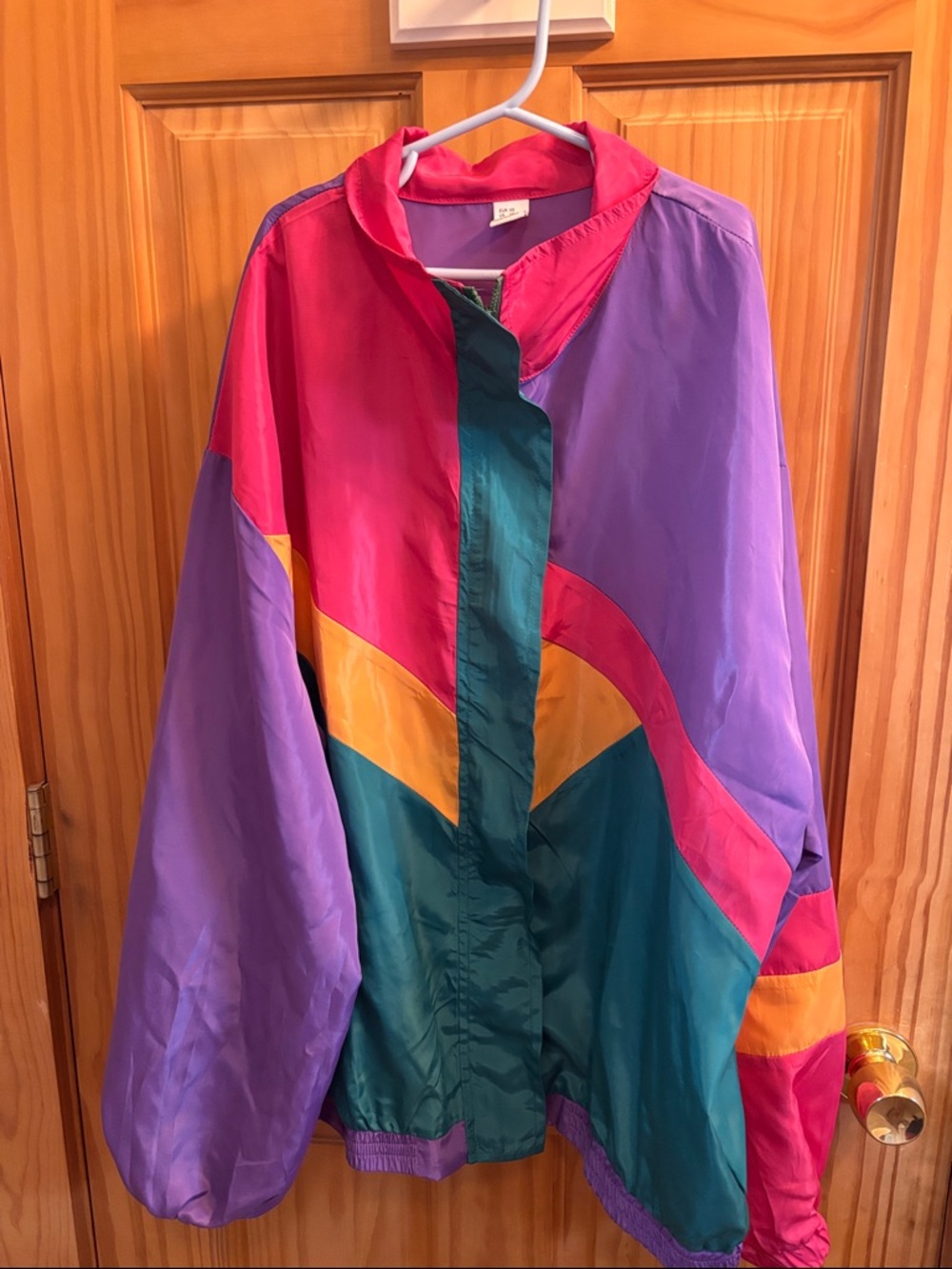 SHEIN Purple Teal Pink Colorblock Bomber Jacket
